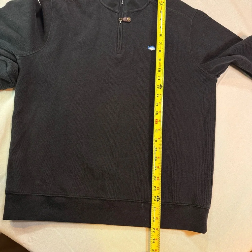 Southern Tide Quarter Zip Mens M Black Skipjack Ribbed Cotton Pullover Preppy